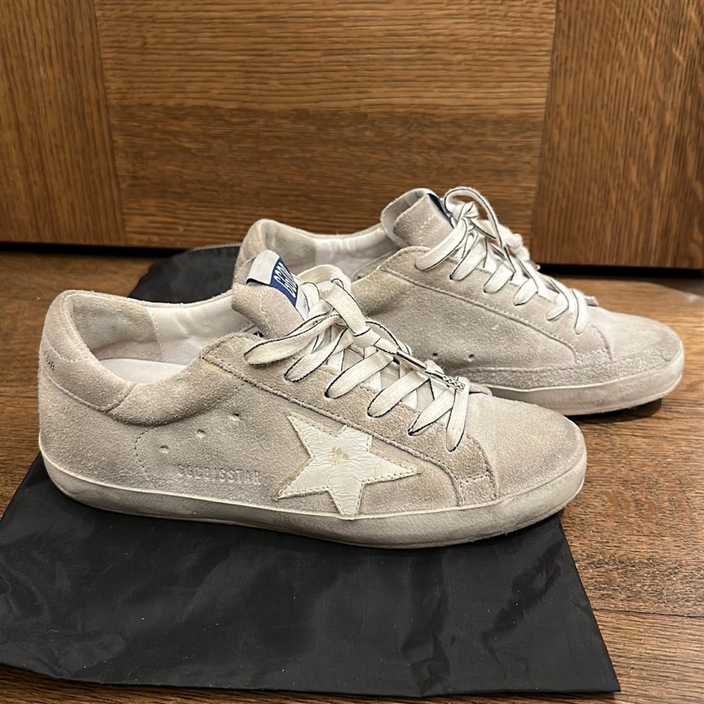 Golden Goose Light Gray Suede Superstars